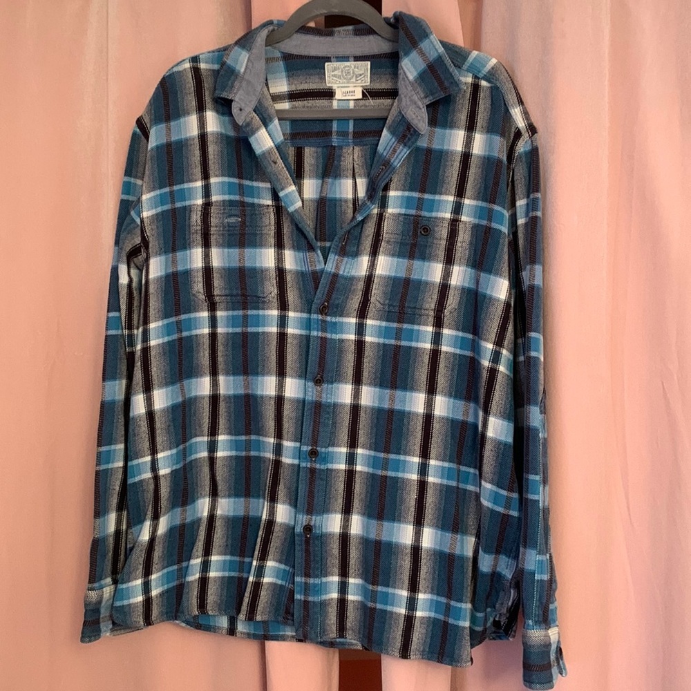 Mens Lucky Brand plaid workwear long sleeve shirt